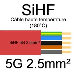 câble électrique cuivre souple isolé silicone SIHF 5 conducteurs 2.5mm²