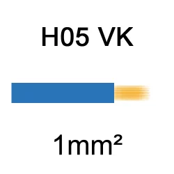 fil de câblage cuivre souple isolé PVC H05VK 1mm² bleu