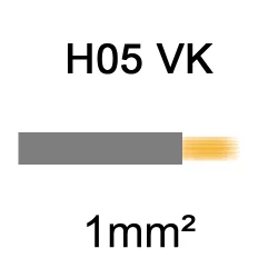 fil de câblage cuivre souple isolé PVC H05VK 1mm² gris