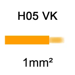 fil de câblage cuivre souple isolé PVC H05VK 1mm² orange