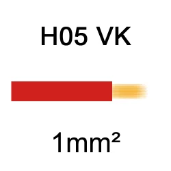 fil de câblage cuivre souple isolé PVC H05VK 1mm² rouge