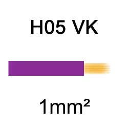 fil de câblage cuivre souple isolé PVC H05VK 1mm² violet