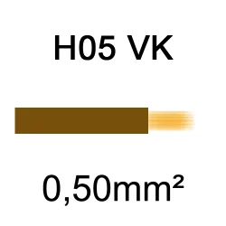 fil de câblage cuivre souple isolé PVC H05VK 0.5mm² marron