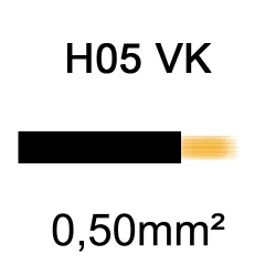 fil de câblage cuivre souple isolé PVC H05VK 0.5mm² noir