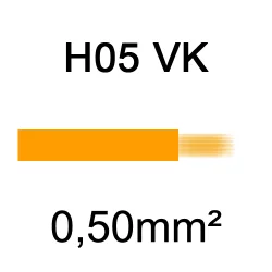 fil de câblage cuivre souple isolé PVC H05VK 0.5mm² orange