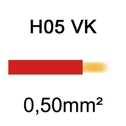 fil de câblage cuivre souple isolé PVC H05VK 0.5mm² rouge