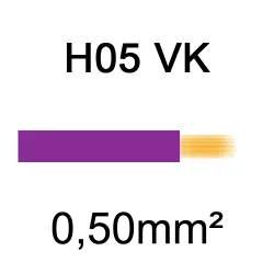 fil de câblage cuivre souple isolé PVC H05VK 0.5mm² violet
