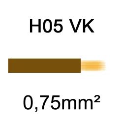 fil de câblage cuivre souple isolé PVC H05VK 0.75mm² marron