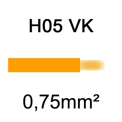 fil de câblage cuivre souple isolé PVC H05VK 0.75mm² orange