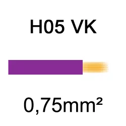 fil de câblage cuivre souple isolé PVC H05VK 0.75mm² violet