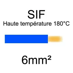 fil cuivre souple haute température isolé silicone 6mm2 bleu