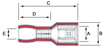 schema et dimensions des cosses plates femelles entierement isolee